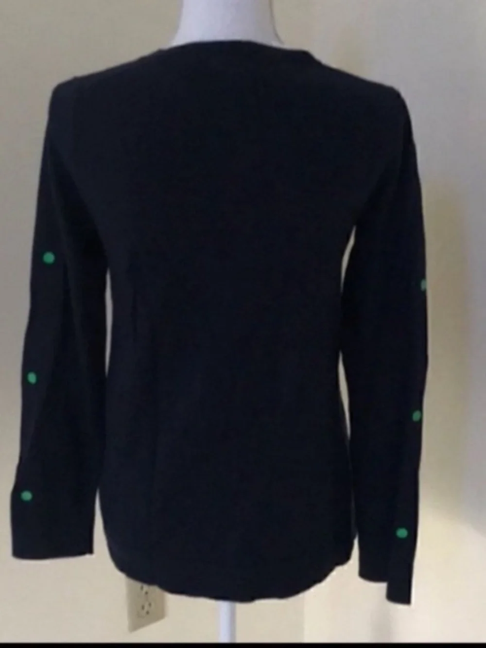 J. Crew NEW Teddie Merino Wool Polka Dot Crewneck Sweater Blue Green Womens XS